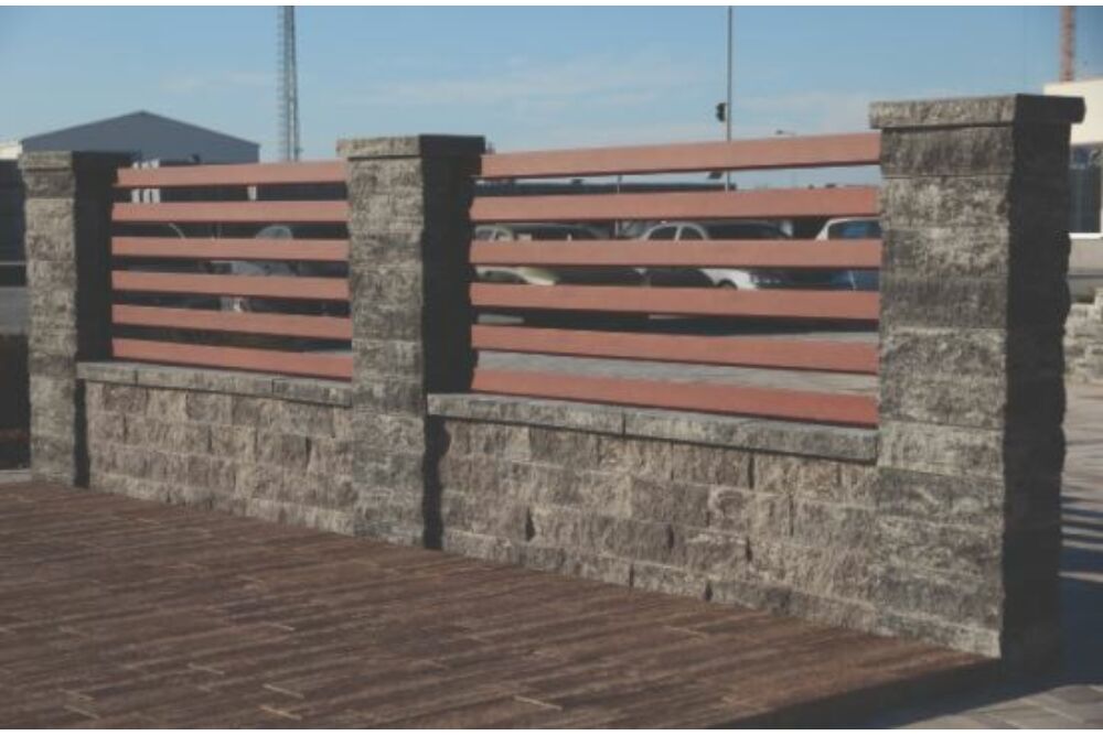 Kép 2/2 - Avangard Kerítésrendszer, kerítéselem, antracit-fehér árnyalt, viastein (40 x 20 x 16 cm)