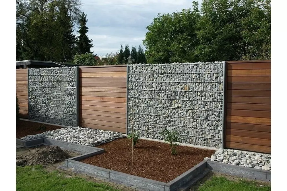 Kép 3/4 - Gabion kerítésfal (betonozható), szürke (2500 x 2030 x 190 mm)