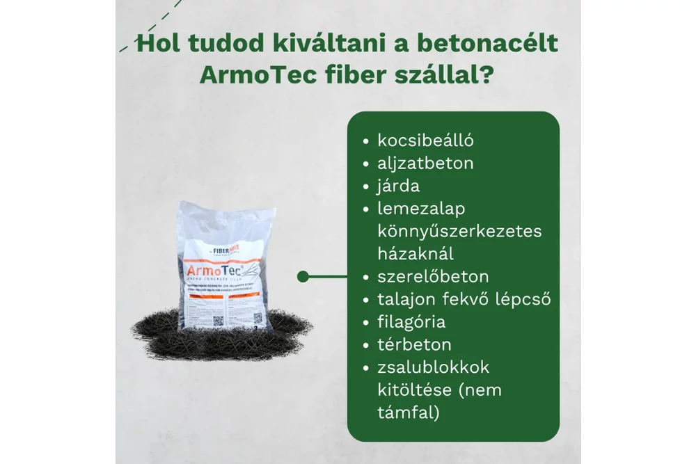 Kép 4/7 - FIBERSZÁL/BETON BOOSTER ARMOTEC STATIKAI MAKROSZÁL (BETONACÉL HELYETT) (1 KG)