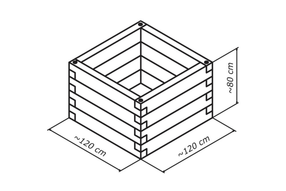 Kép 2/2 - Durisol Magaságyás, négyzet+palántázó, leier (120 x 120 x 80 cm)