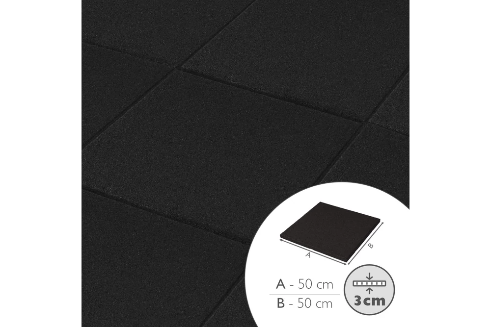 Kép 2/4 - GUMI JÁRÓLAP, FEKETE (3X50X50 CM)