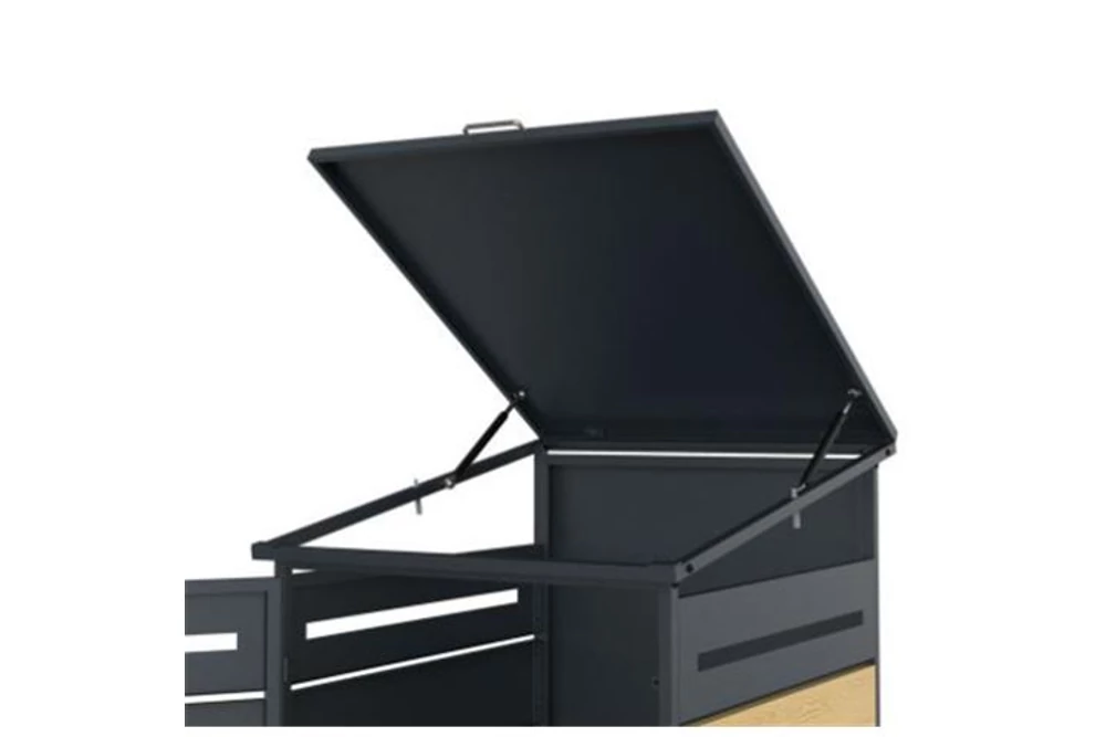 Kép 2/4 - ZÁRHATÓ KÜLTÉRI ACÉL KUKATÁROLÓ - 1 DB KUKÁHOZ