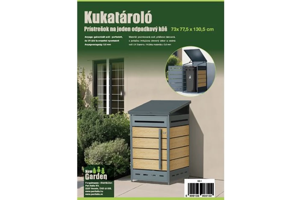 Kép 4/4 - ZÁRHATÓ KÜLTÉRI ACÉL KUKATÁROLÓ - 1 DB KUKÁHOZ