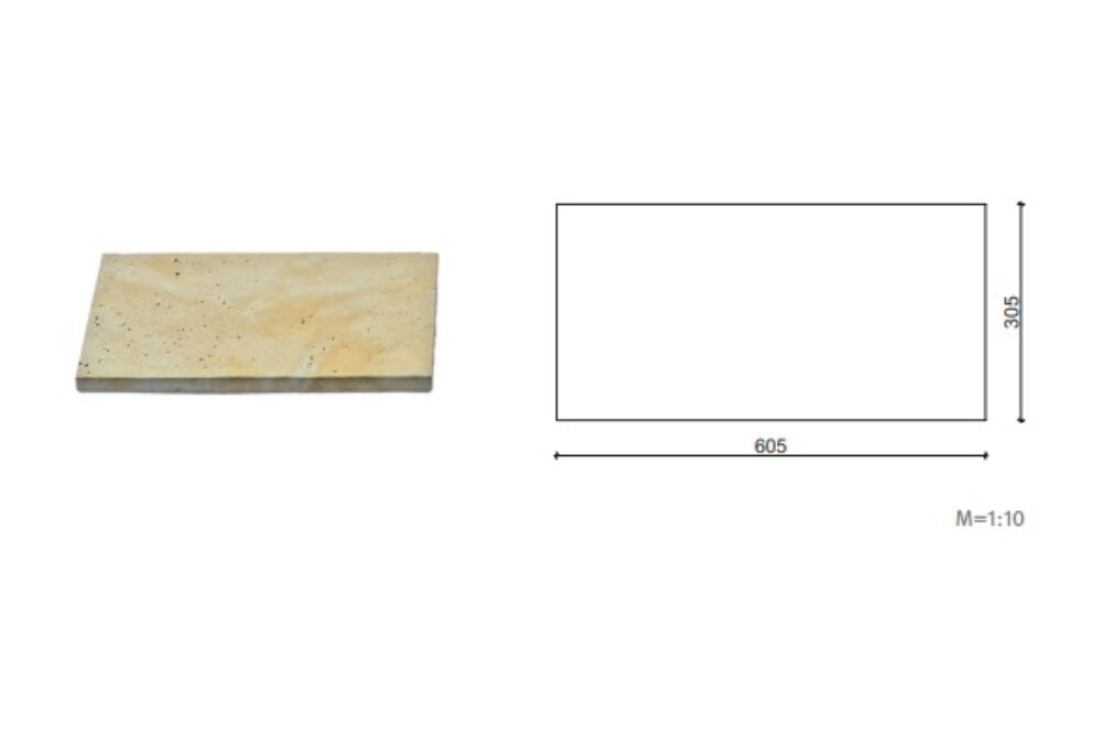 Bradstone Travero medence szegély, egyenes, homok, semmelrock (60x30x3,5 cm) (egyenes tetejű)