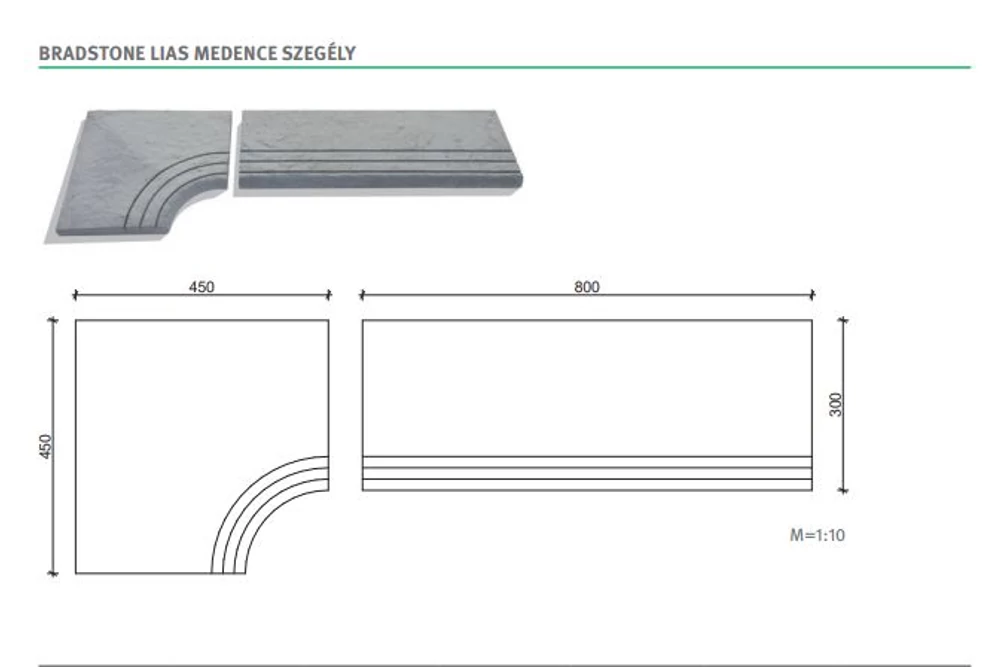Bradstone Lias medence sarok, hamuszürke