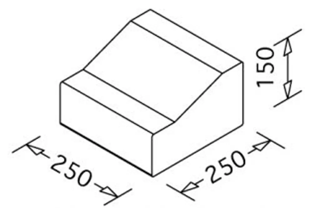 Kép 2/4 - K szegély, szürke, betonepag (25 x 25 x 15-10 cm)