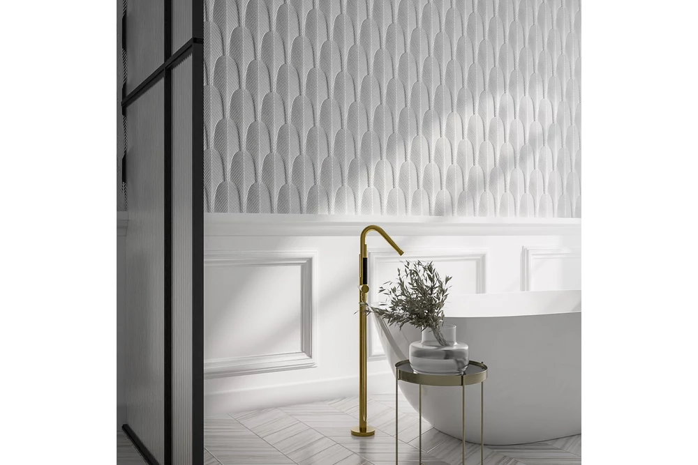 Kép 10/11 - AERO MŰKŐ BELTÉRI FALBURKOLAT,  FEHÉR, BABÓ KŐBURKOLATOK  (13,3X29,9X0,8-1,6 CM)