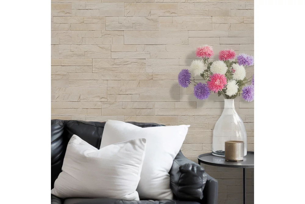 Kép 3/4 - CROMA BEIGE MŰKŐ BEL ÉS KÜLTÉRI FALBURKOLAT,  BÉZS, BABÓ KŐBURKOLATOK (38X10X1-1,8 CM)