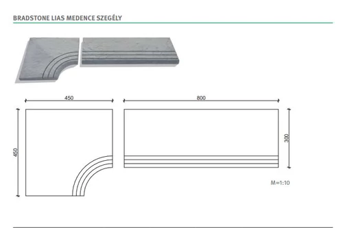 Bradstone Lias medence sarok, hamuszürke