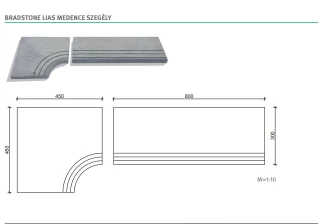 BRADSTONE LIAS MEDENCE SAROK, HAMUSZÜRKE, SEMMELROCK (45x45x3,5 CM)
